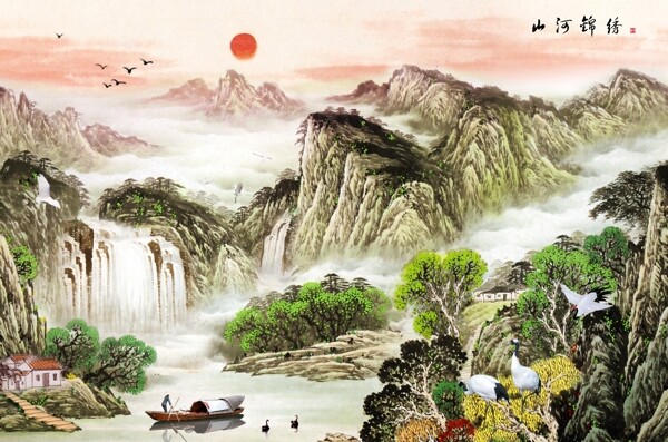 山水裝飾畫圖片