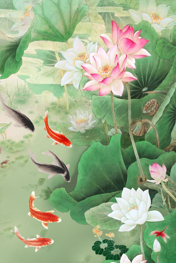 荷花裝飾背景墻