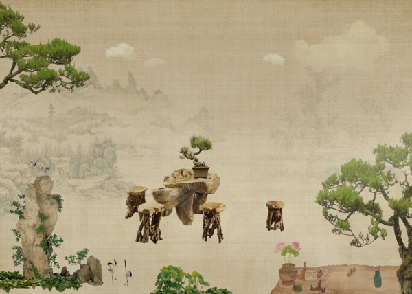新中式背景墻