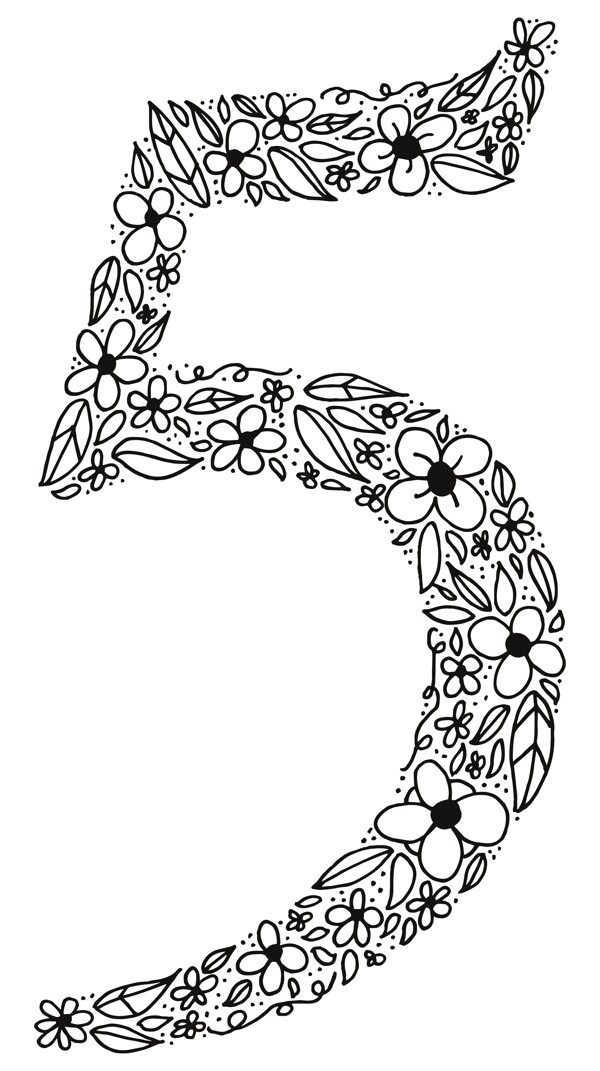 手绘花卉装饰矢量字母素材
