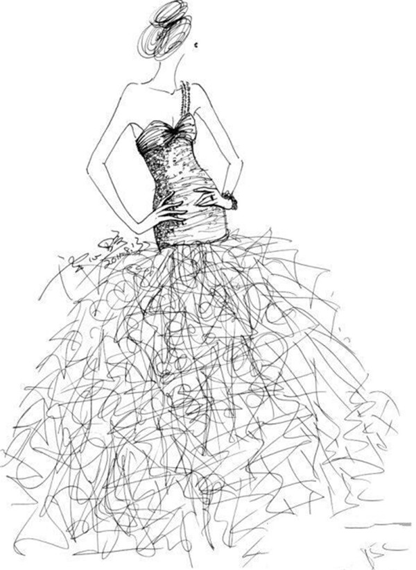 连衣裙设计线稿图