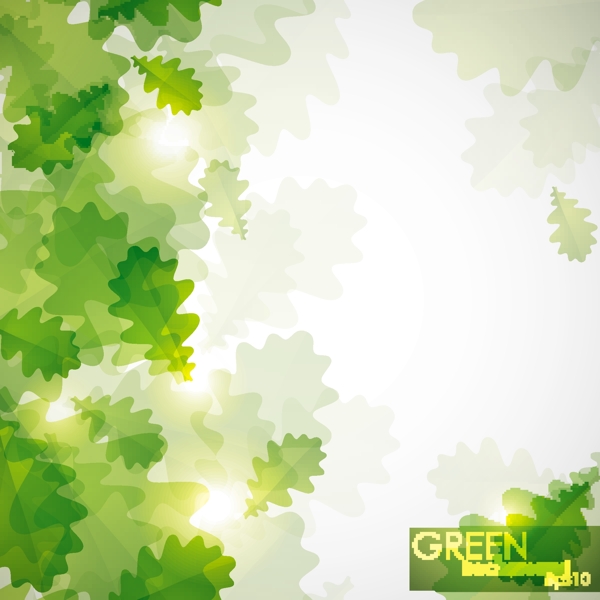 发光的绿色的树叶矢量背景