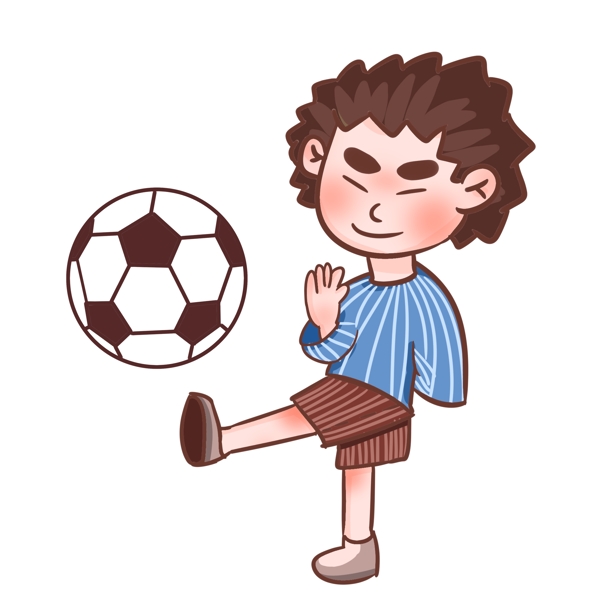 六一儿童节踢足球的男孩