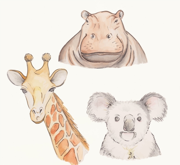 3款彩绘野生动物头像