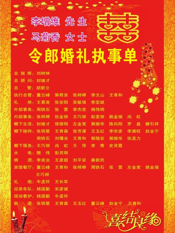 執(zhí)事單圖片