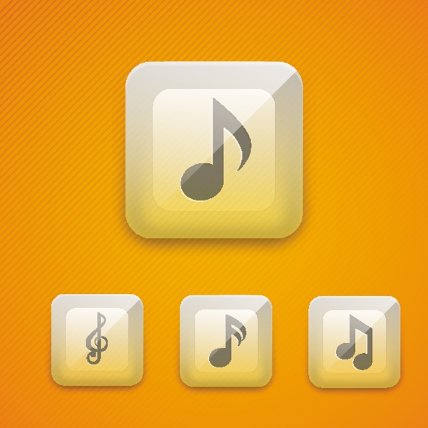 设置光滑的音乐Web20图标或者按钮黄色背景