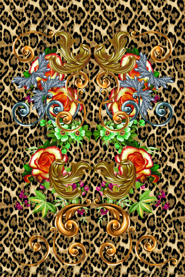 豹纹底图欧式花型