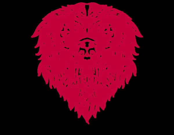 卡通红色狮子狗头像png元素