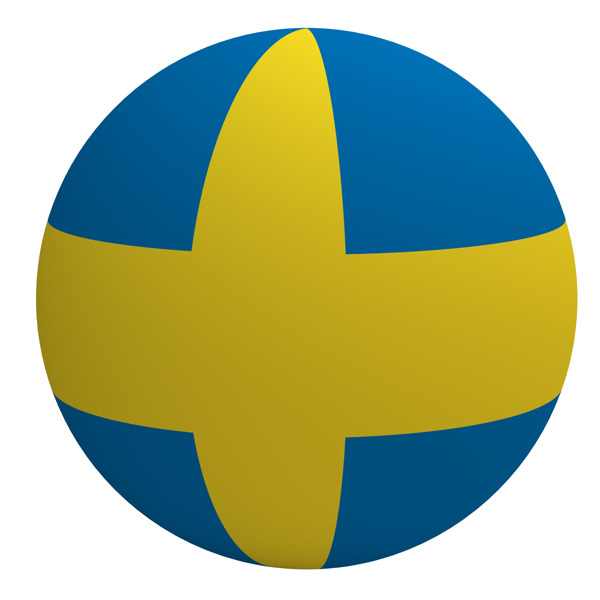 瑞典国旗在球白色隔离