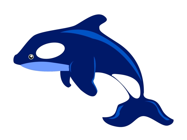 手绘卡通可爱蓝色海底动物鲸鱼