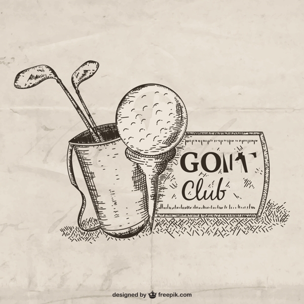 手绘高尔夫俱乐部插图