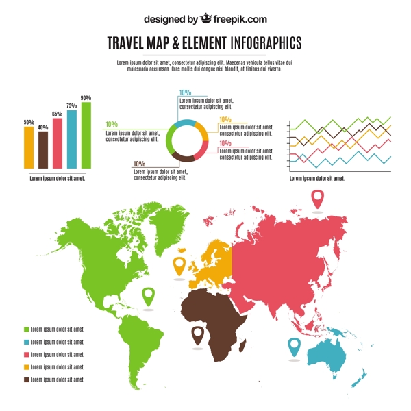 旅游信息图表用彩色地图