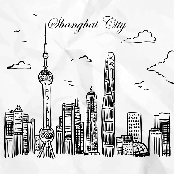 手绘制上海城市图片