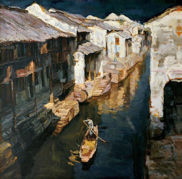小鎮(zhèn)風(fēng)景油畫圖片