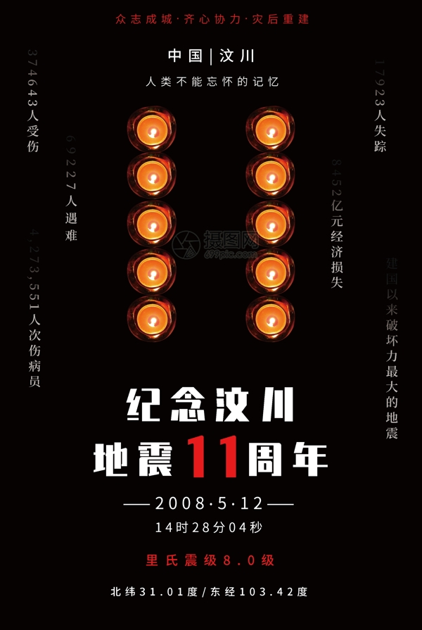 纪念汶川地震11周年海报