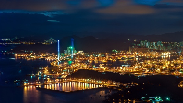 香港海港夜灯火图片