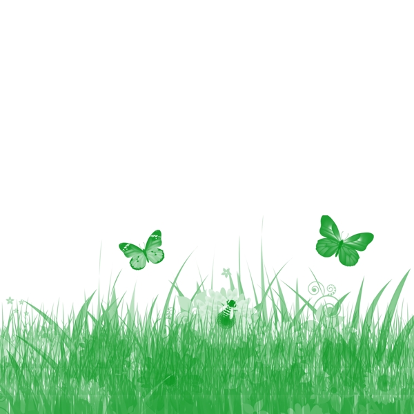 绿色草坪草地草原蝴蝶