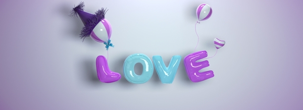 情人节可爱造型色彩明快气球字