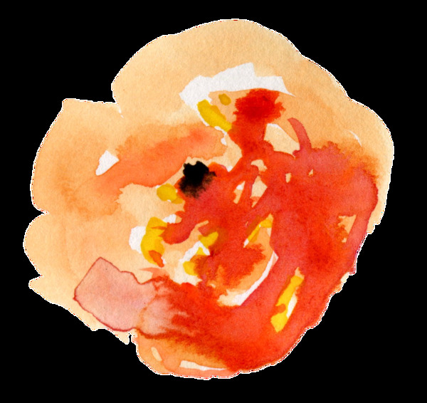 通紅花蕊卡通水彩透明素材