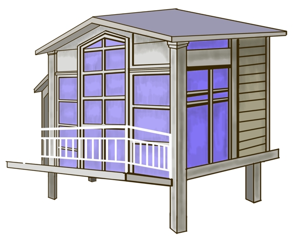 紫色的房屋装饰插画