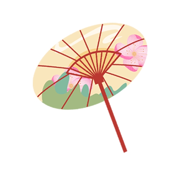清新纸伞装饰元素