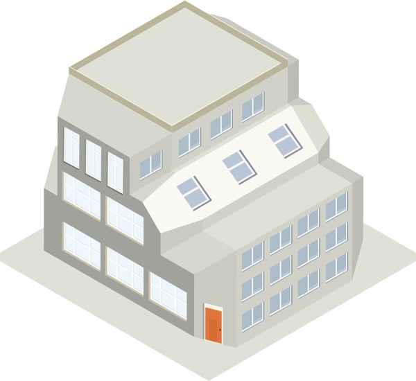2.5D白色建筑可商用元素