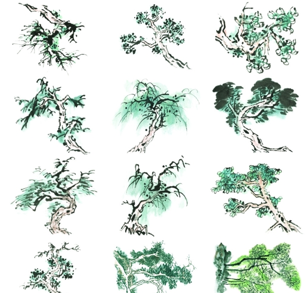 水墨画素材树30多种图片