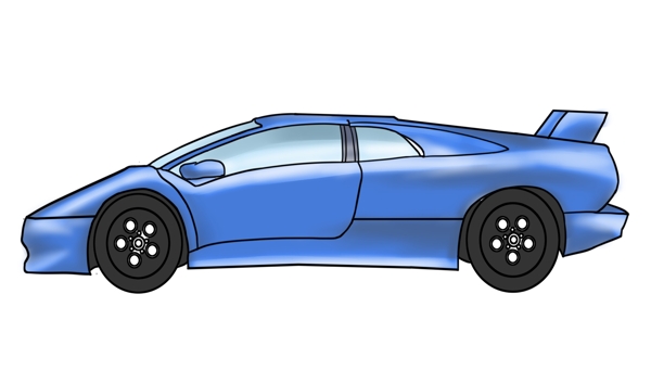 蓝色的汽车装饰插画