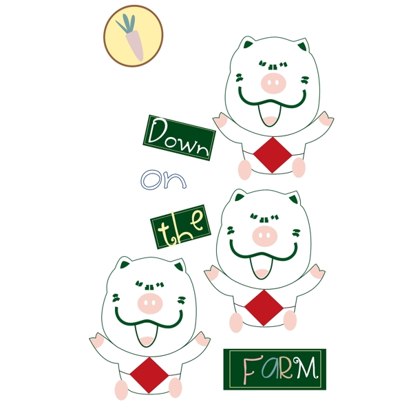 印花矢量圖嬰童動(dòng)物小豬綠色免費(fèi)素材