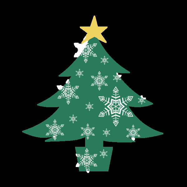 圣诞节松树雪树扁平矢量圣诞树海报元素