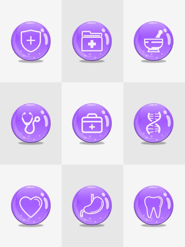 原创医疗图标icon简洁紫色球状清爽风格