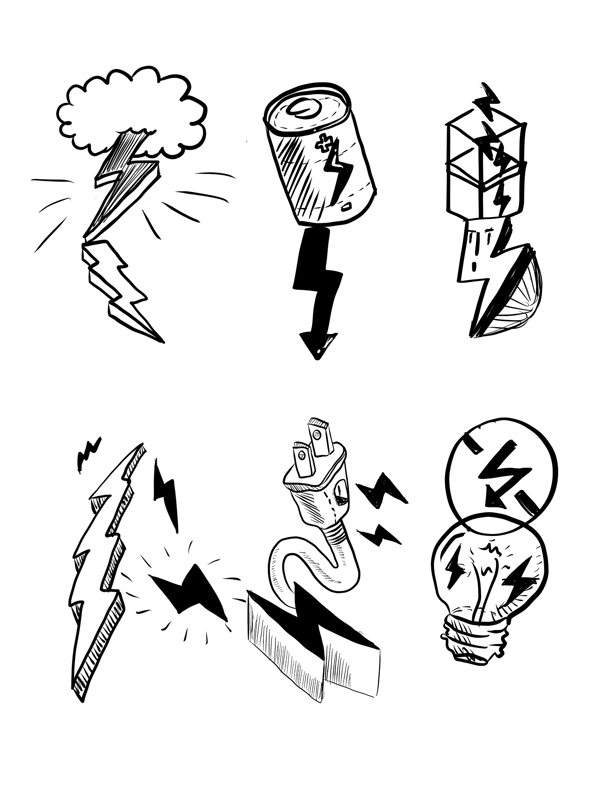 創(chuàng)意閃電黑色簡約元素