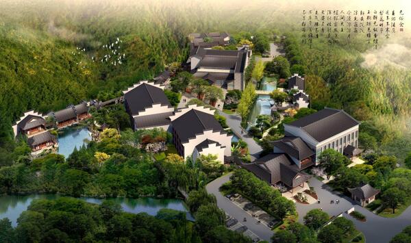 徽派建筑鳥瞰圖圖片