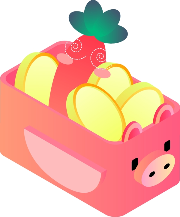 粉红小猪储蓄盒子原创元素