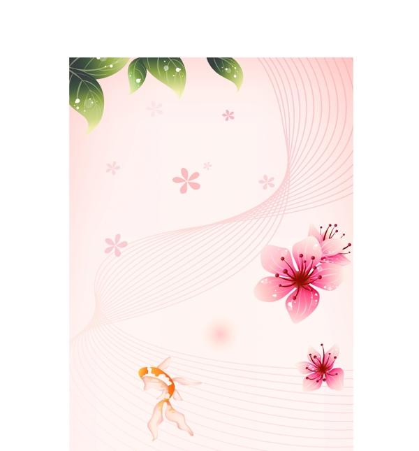 粉色系花朵藤蔓曲线背景