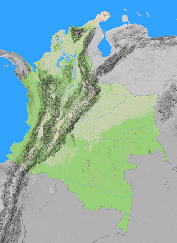 哥伦比亚地形图