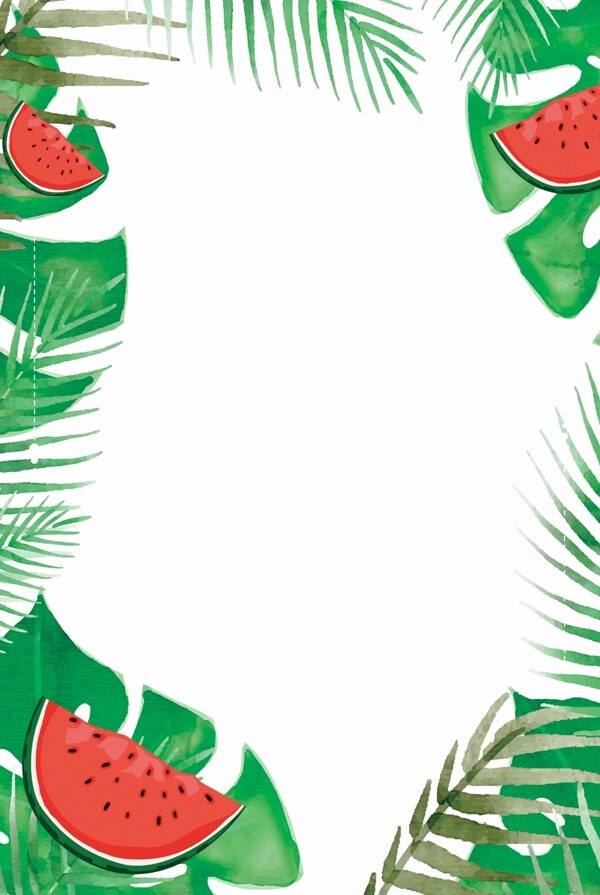 夏天西瓜绿叶植物海报背景