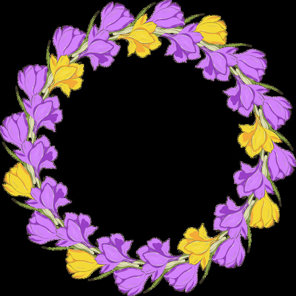淡雅美丽紫黄双色花环透明花朵素材