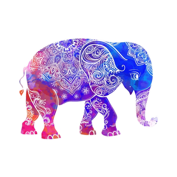 彩色花纹大象