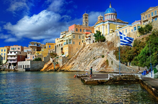 希腊锡罗斯岛海岸风景图片