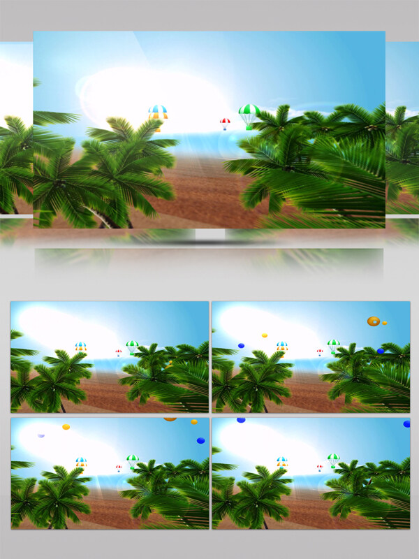 夏日阳光椰树沙滩视频素材