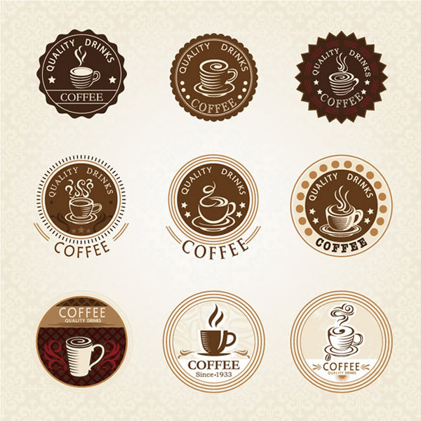 复古优质咖啡标签矢量素材下载