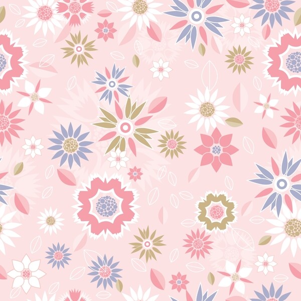美丽的无缝的五颜六色的花在粉红色的纹理