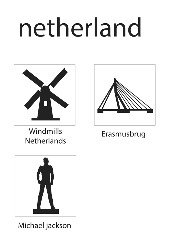 荷兰地标性建筑剪影矢量图标