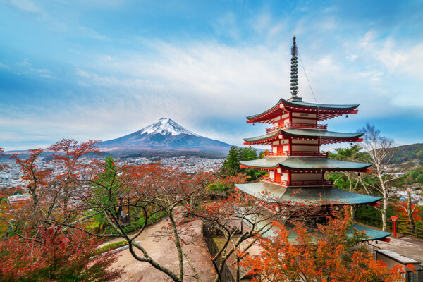 富士山前园林风景图片