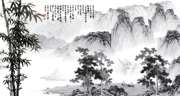 中式国画山水图片