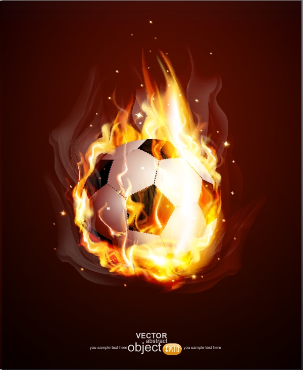 烈焰足球背景矢量素材图片