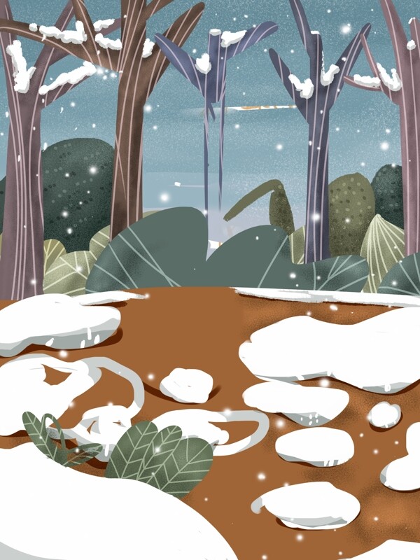 唯美冬至節(jié)氣雪景背景設(shè)計