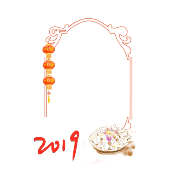 手繪新年邊框插畫