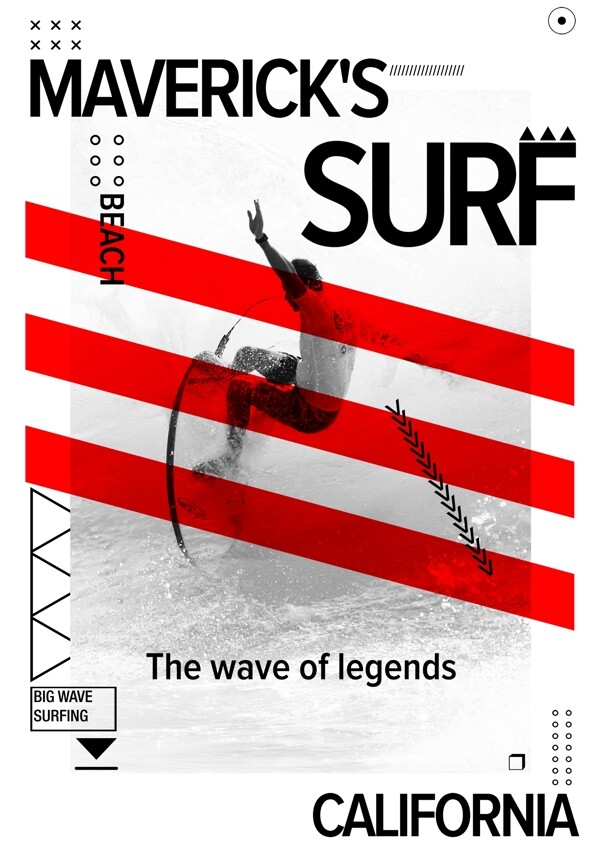 冲浪摄影剪切潮流艺术海报
